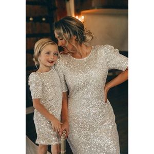 🤍 4-5T Starling Dress in Silver - Ivy City Co.